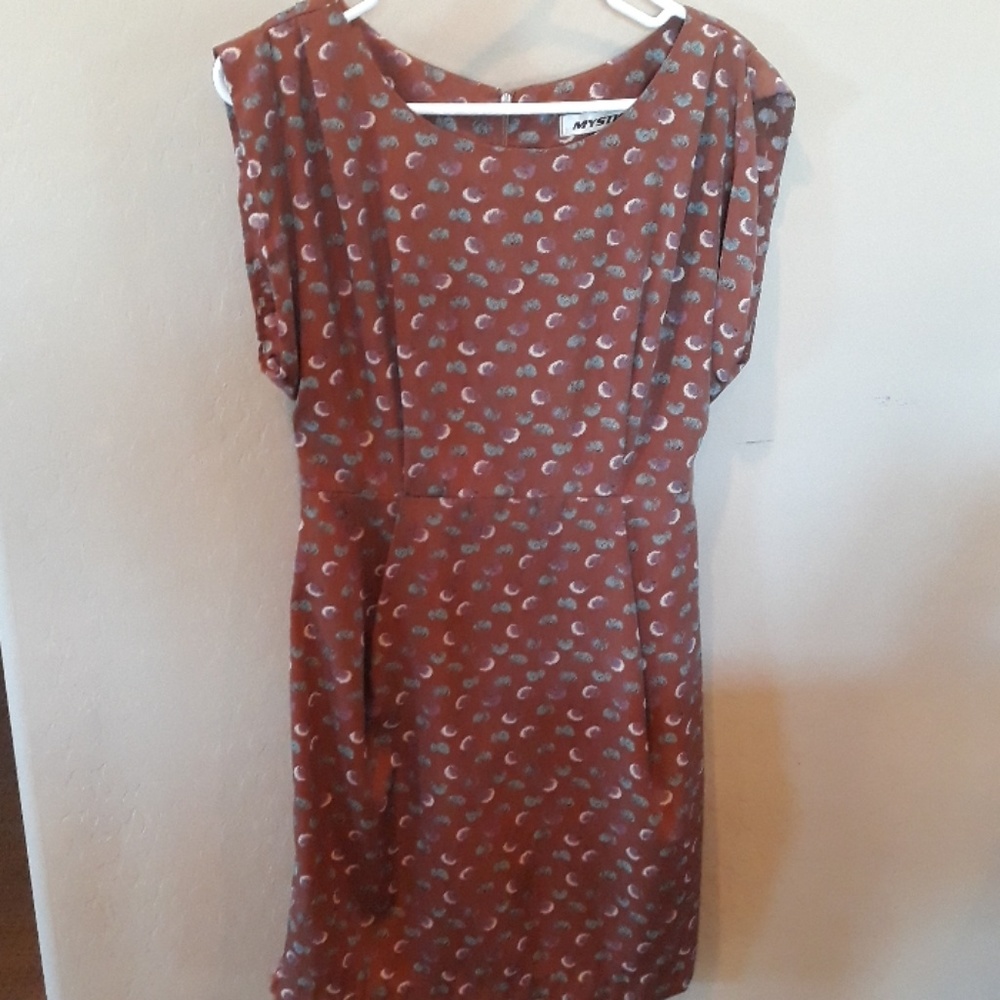 Brown Dress with Tree Pattern